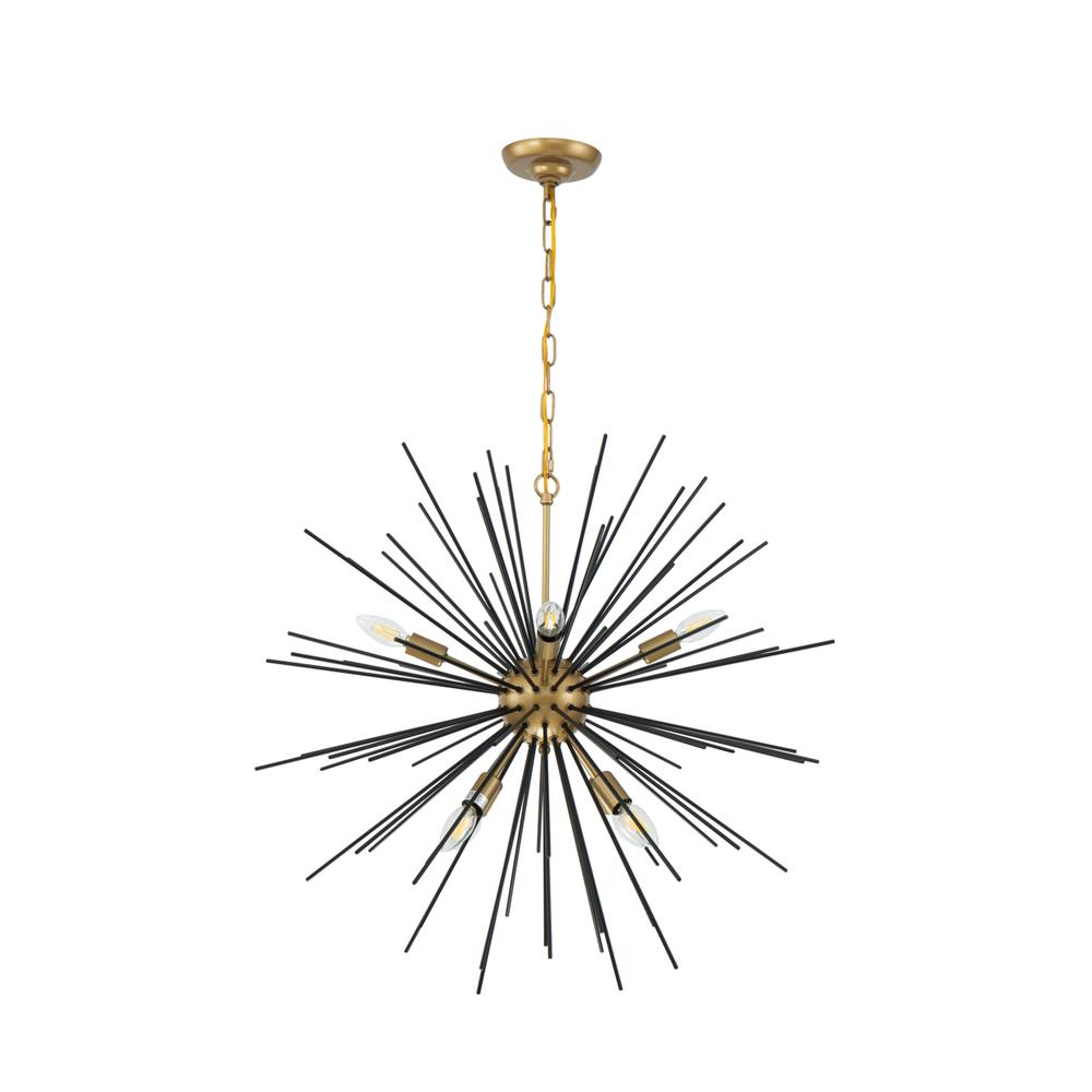 Timber 8 light Brass and Black pendant. Picture 4