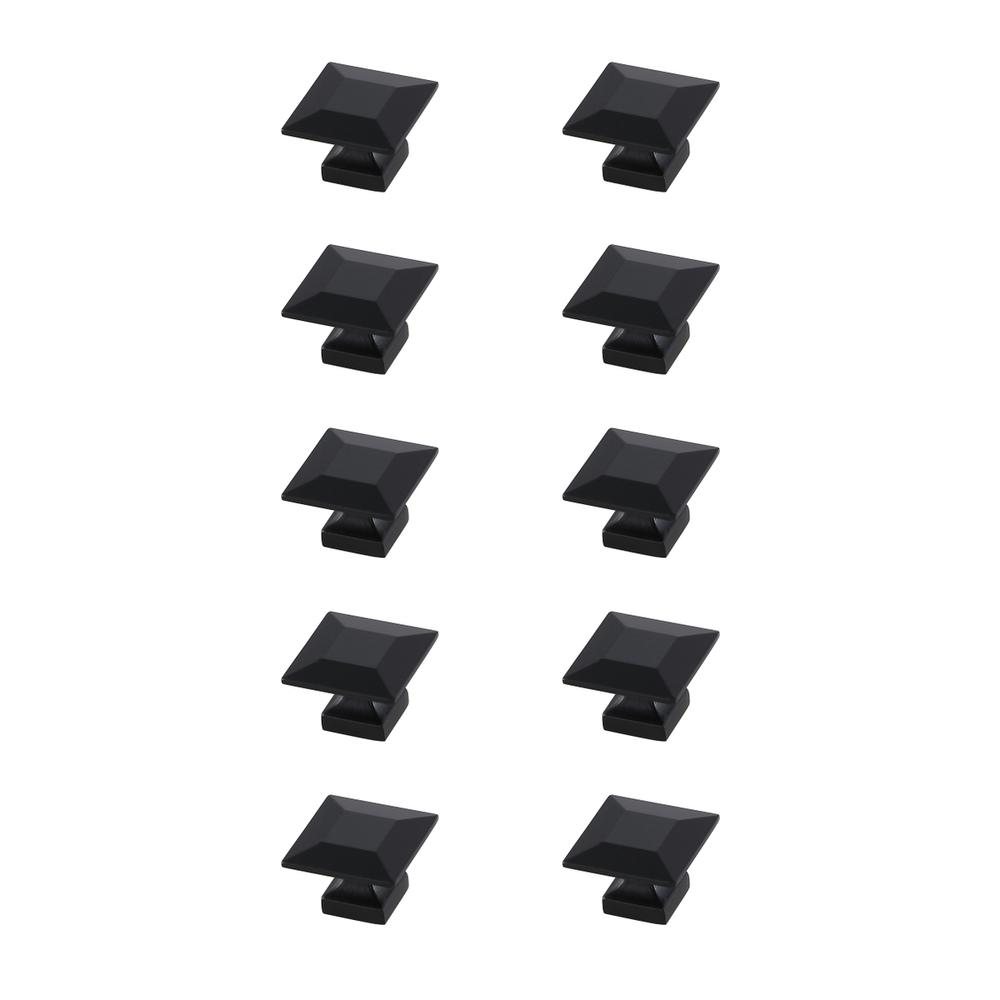 Cecil 1.3" Matte Black Square Knob Multipack (Set of 10). Picture 1
