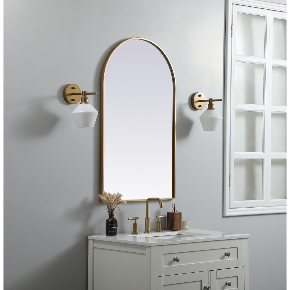 Metal Frame Arch Mirror 24x40 Inch in Brass. Picture 2