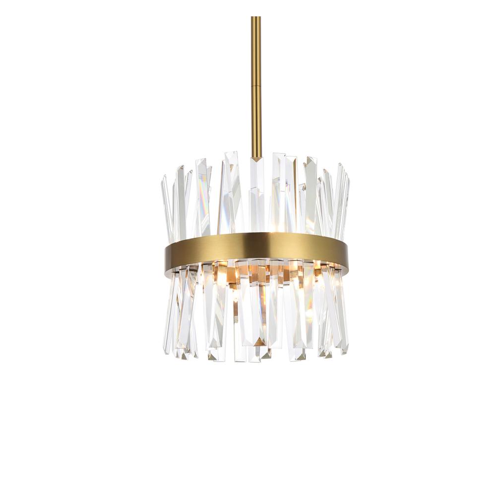 Serephina 12 inch crystal round pendant light in satin gold. Picture 2