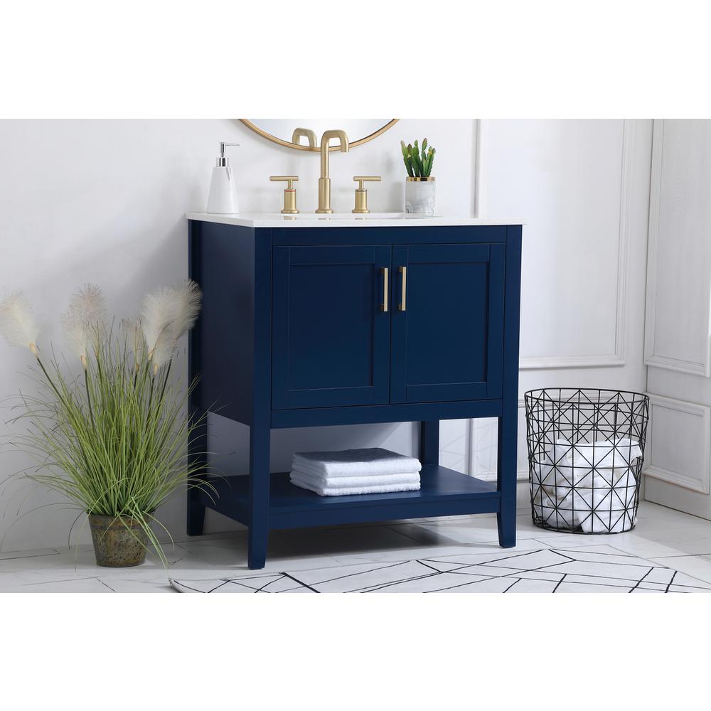 30 inch Single Bathroom Vanity in Blue. Picture 2