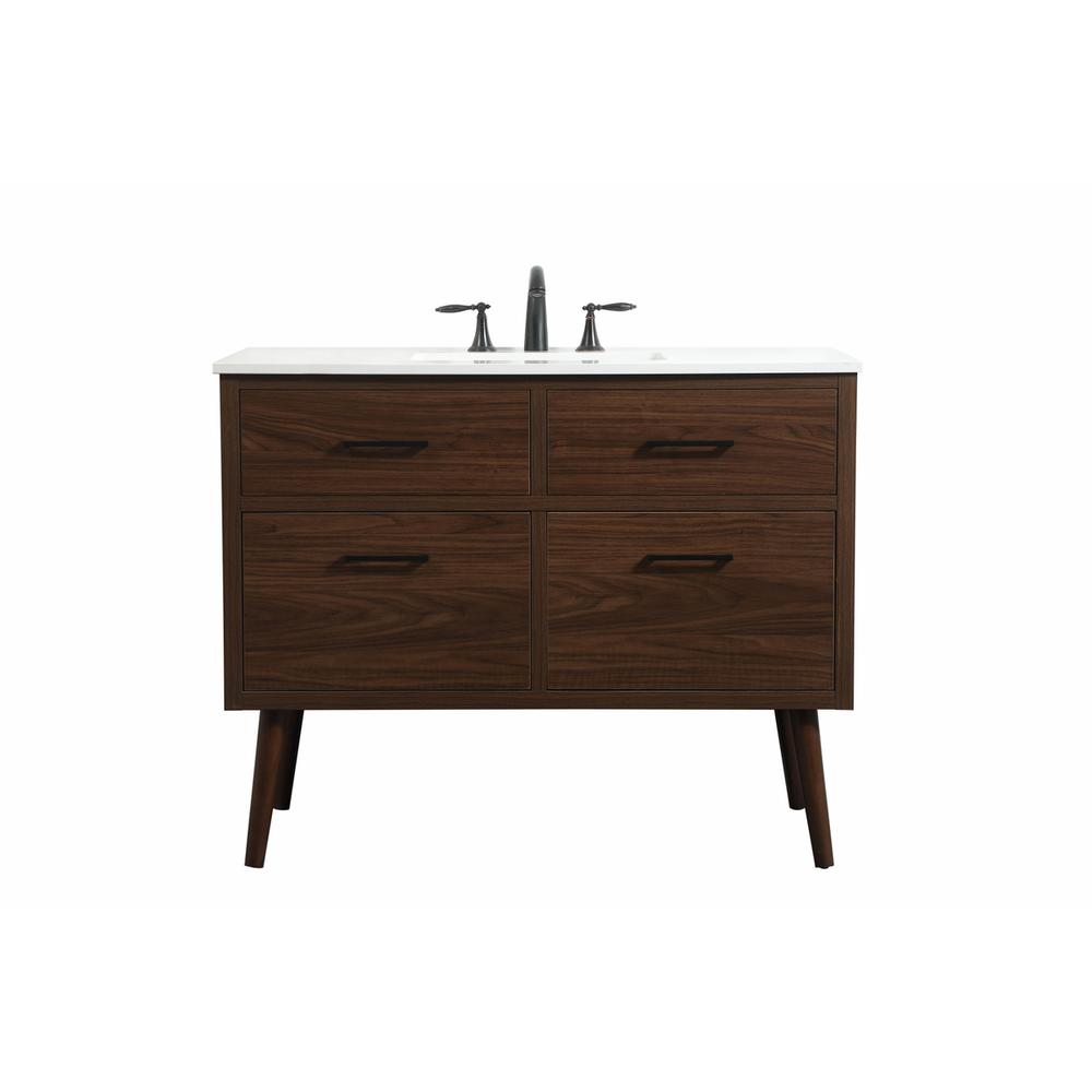 42 inch Single bathroom vanity in walnut. Picture 1
