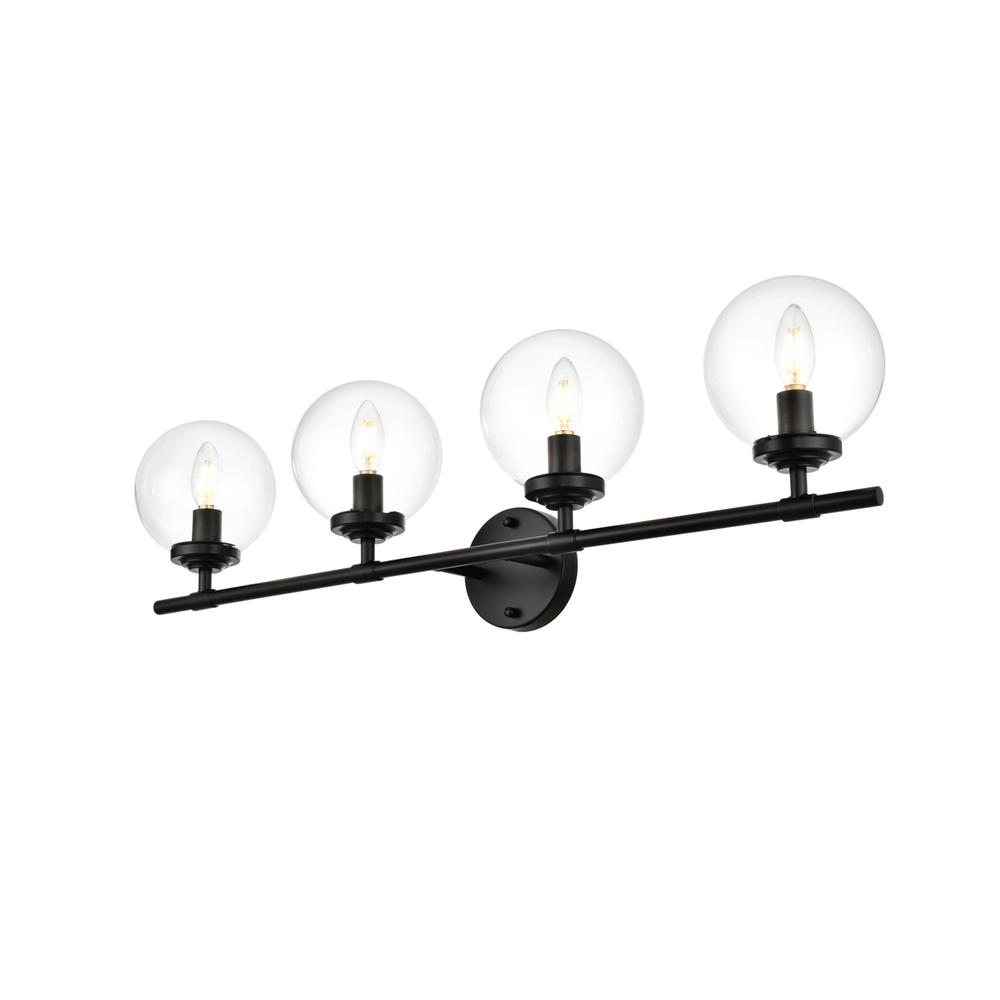 Ingrid 4 light Black and Clear Bath Sconce. Picture 2