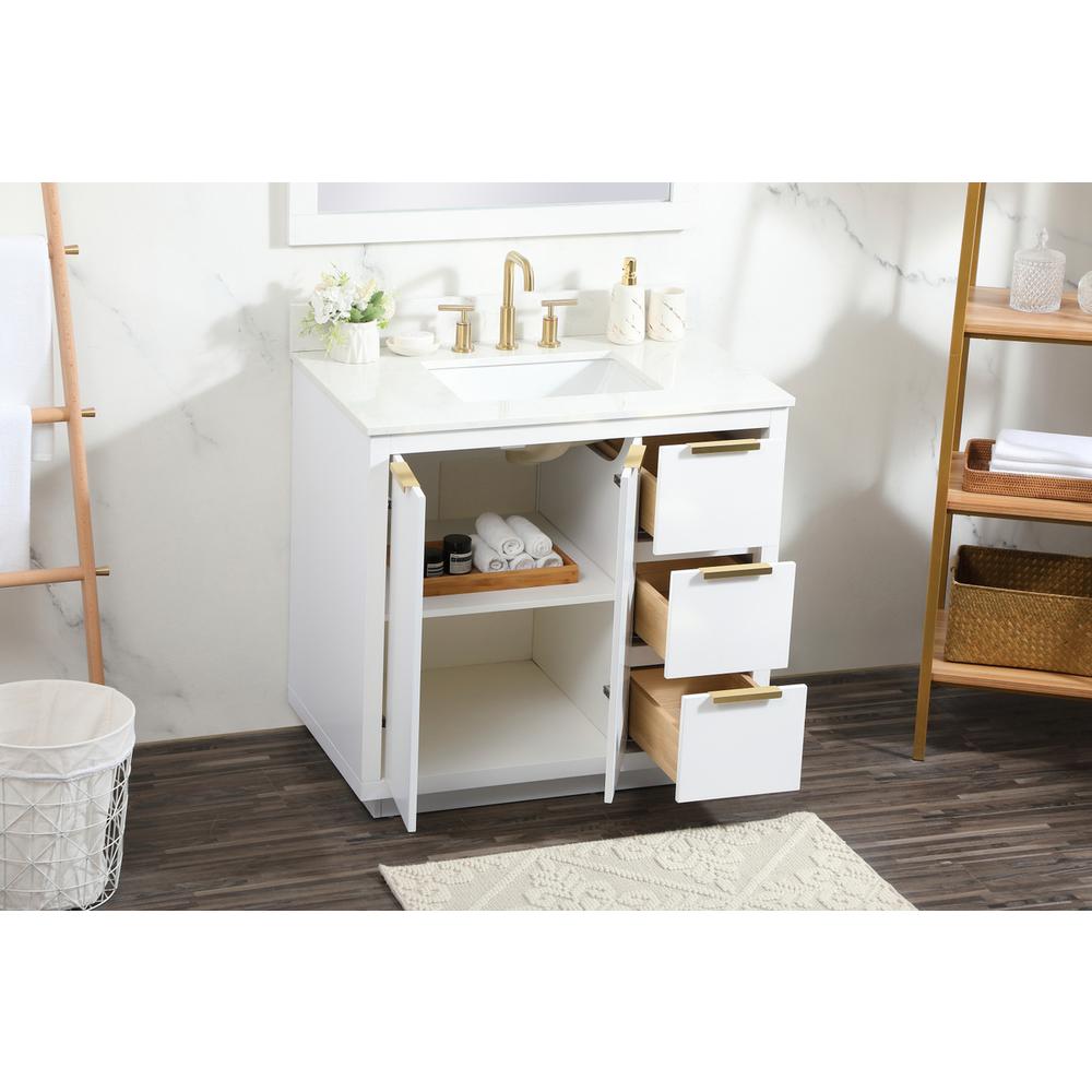 36 inch Single bathroom vanity in white with backsplash. Picture 3