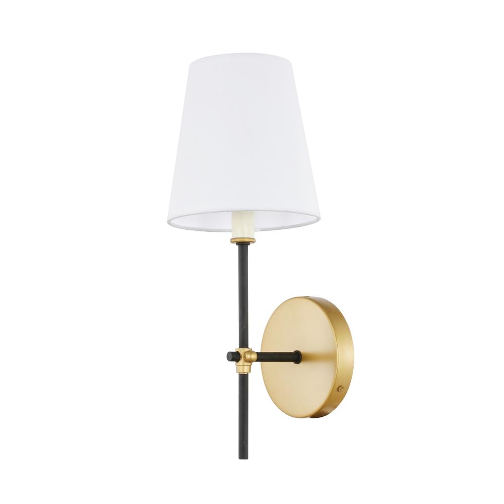 Mel 1 light Brass and Black and White shade wall sconce. Picture 5