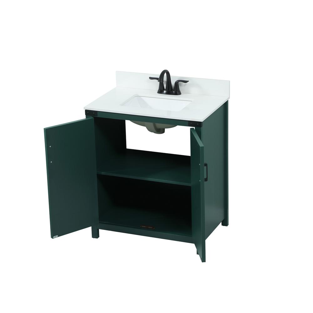 30 inch Single bathroom vanity in green with backsplash. Picture 9