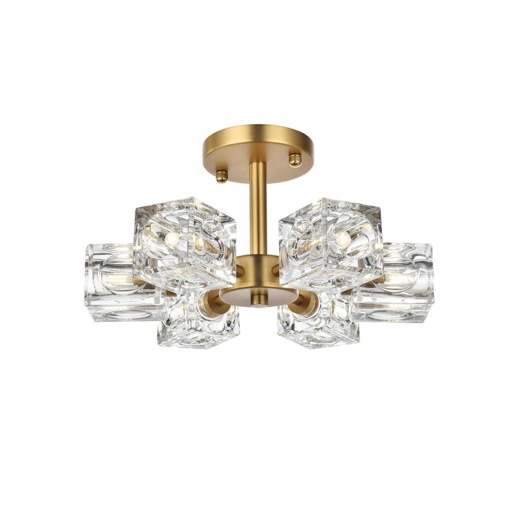 Lyra 14 inch Flush Mount in Satin Gold. Picture 1