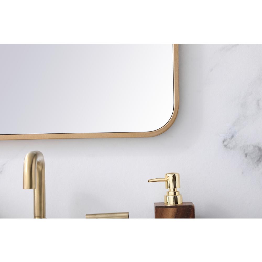 Soft corner metal rectangular mirror 20x30 inch in  Brass. Picture 3