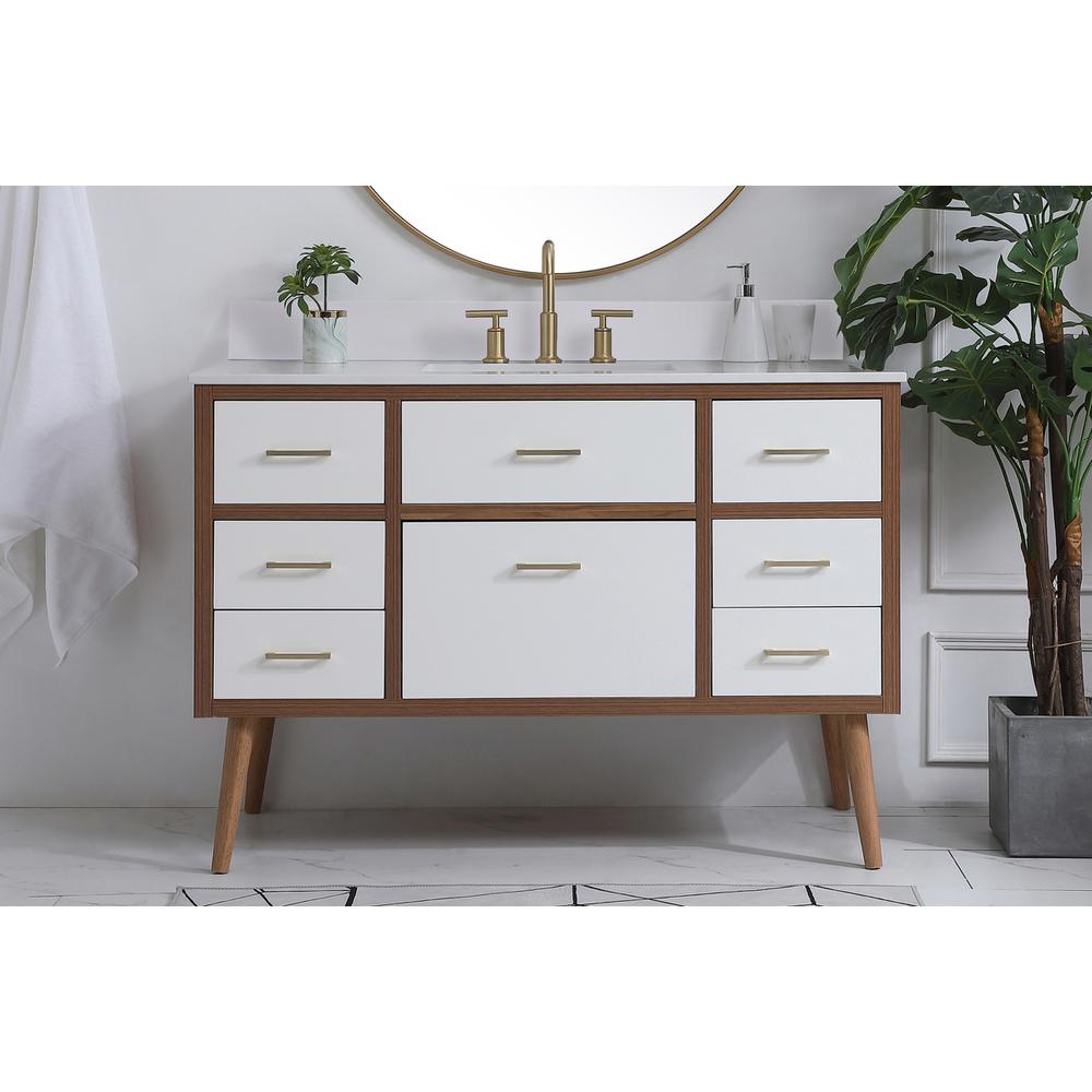 48 inch bathroom Vanity in White with Backsplash. Picture 14