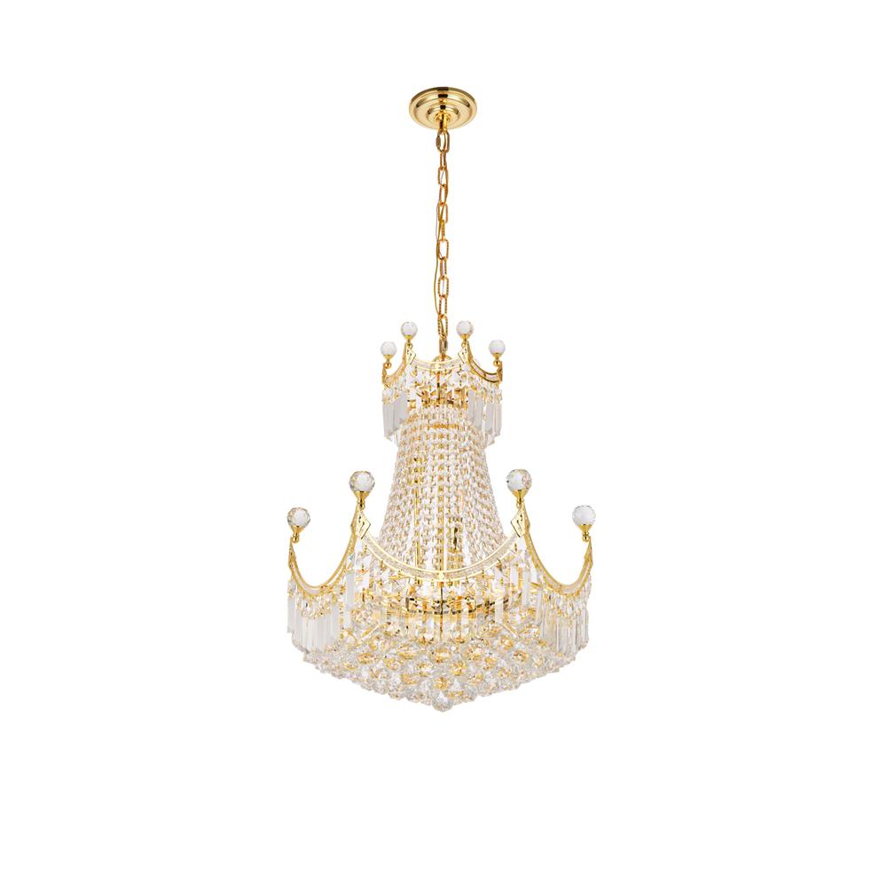 Corona 9 light Gold Chandelier Clear Royal Cut Crystal. Picture 6