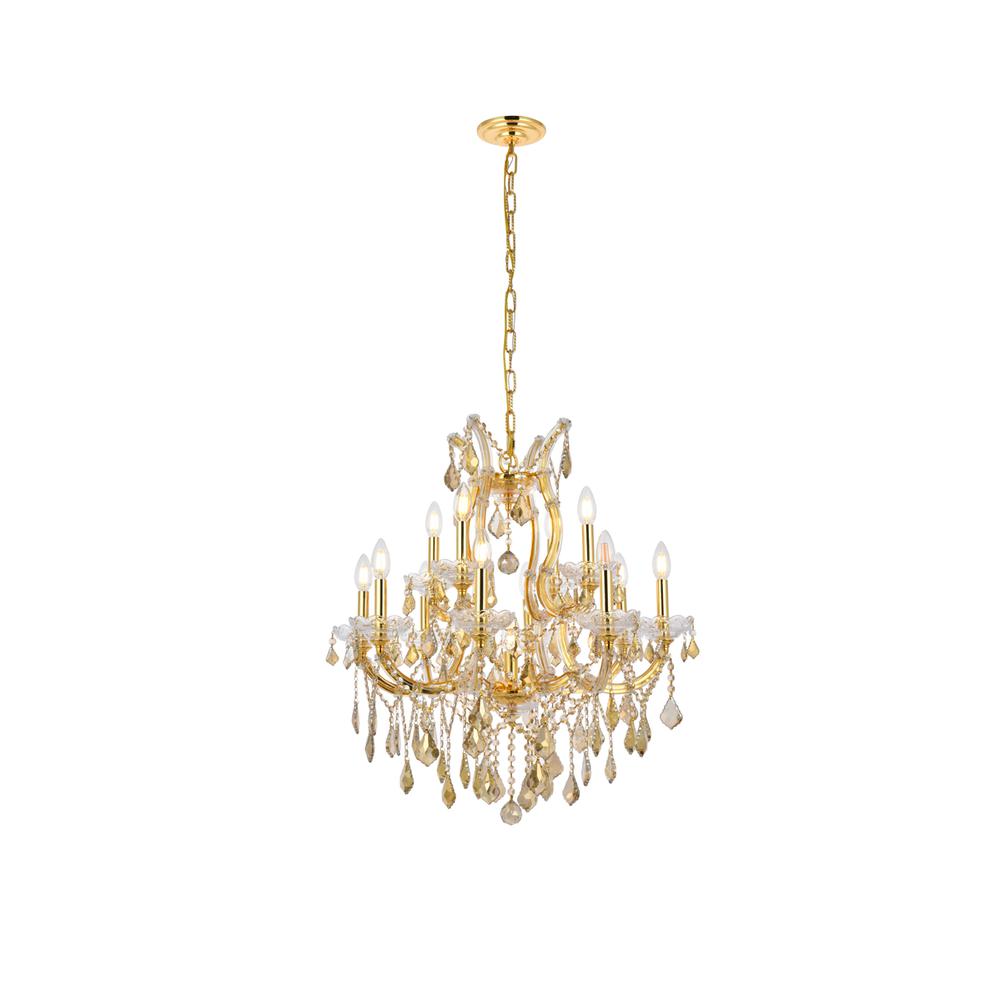 Maria Theresa 13 light Gold Chandelier Golden Teak (Smoky) Royal Cut Crystal. Picture 1