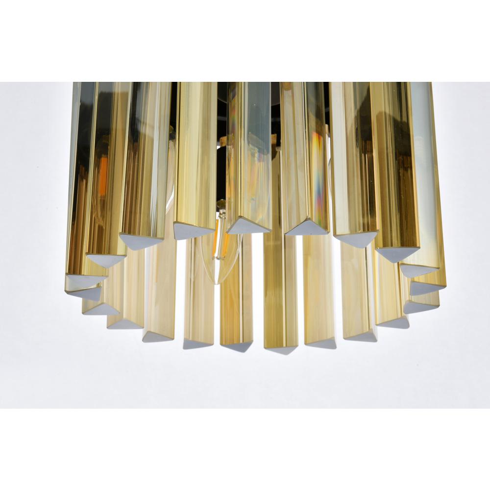 Sydney 3 light Matte Black Pendant Golden Teak (Smoky) Royal Cut Crystal. Picture 3