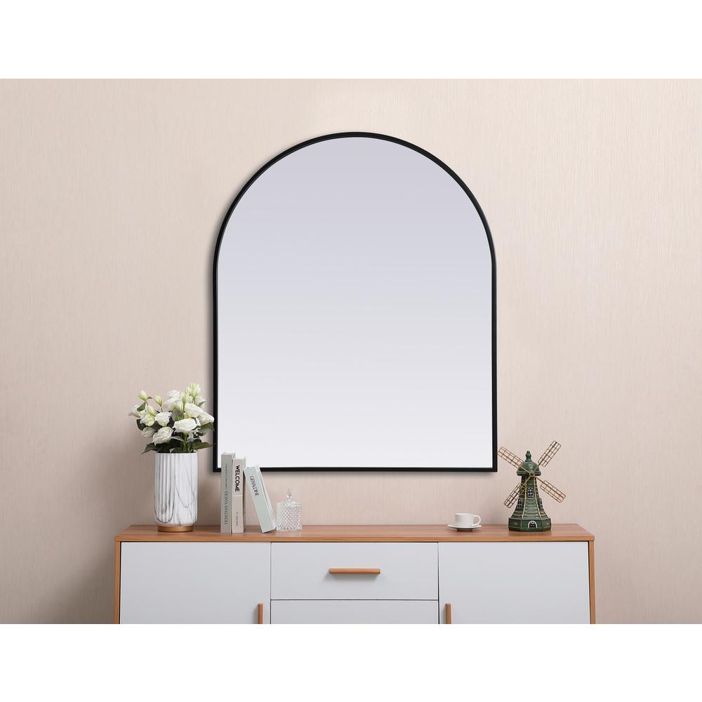 Metal Frame Arch Mirror 30x36 Inch in Black. Picture 3