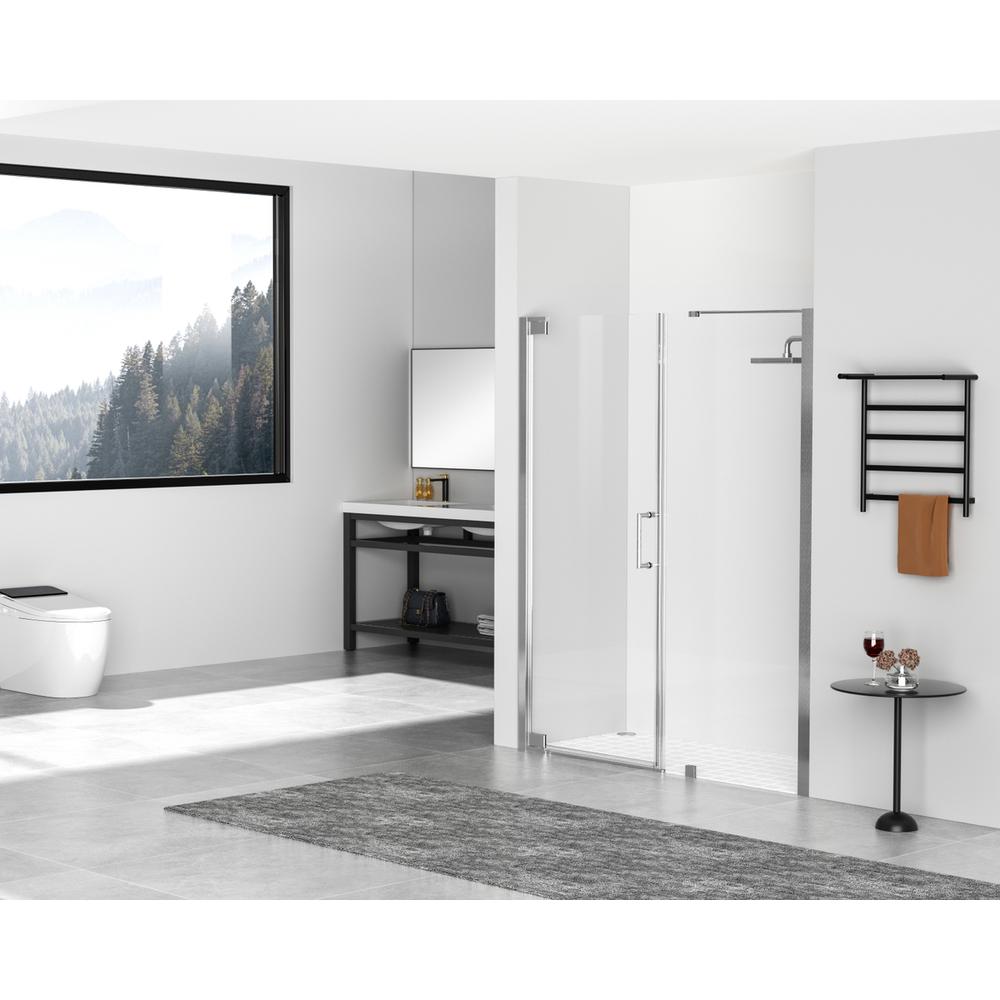 Semi-frameless hinged shower door 60 x 72 Brushed Nickel. Picture 3