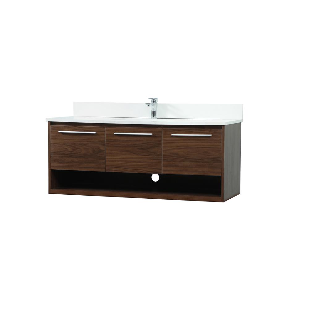 48 inch Single bathroom vanity in walnut with backsplash. Picture 7