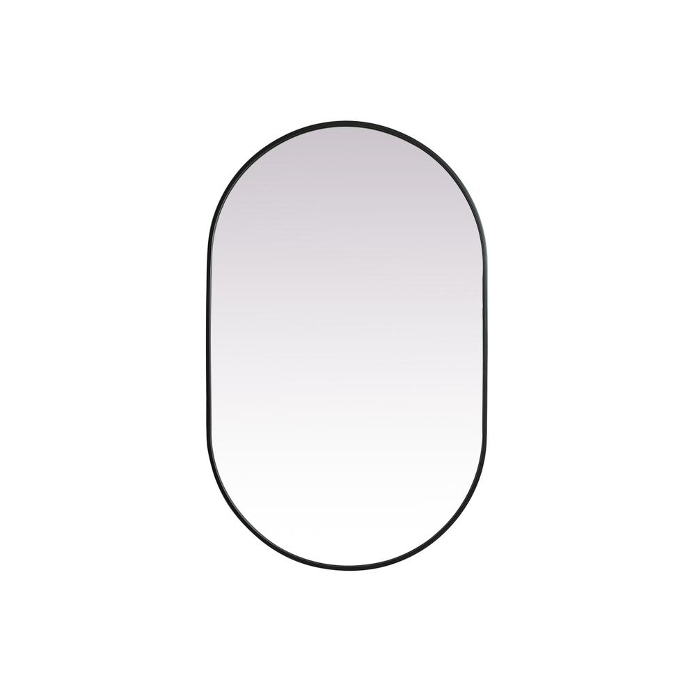 Metal Frame Oval Mirror 30x48 Inch in Black. Picture 1