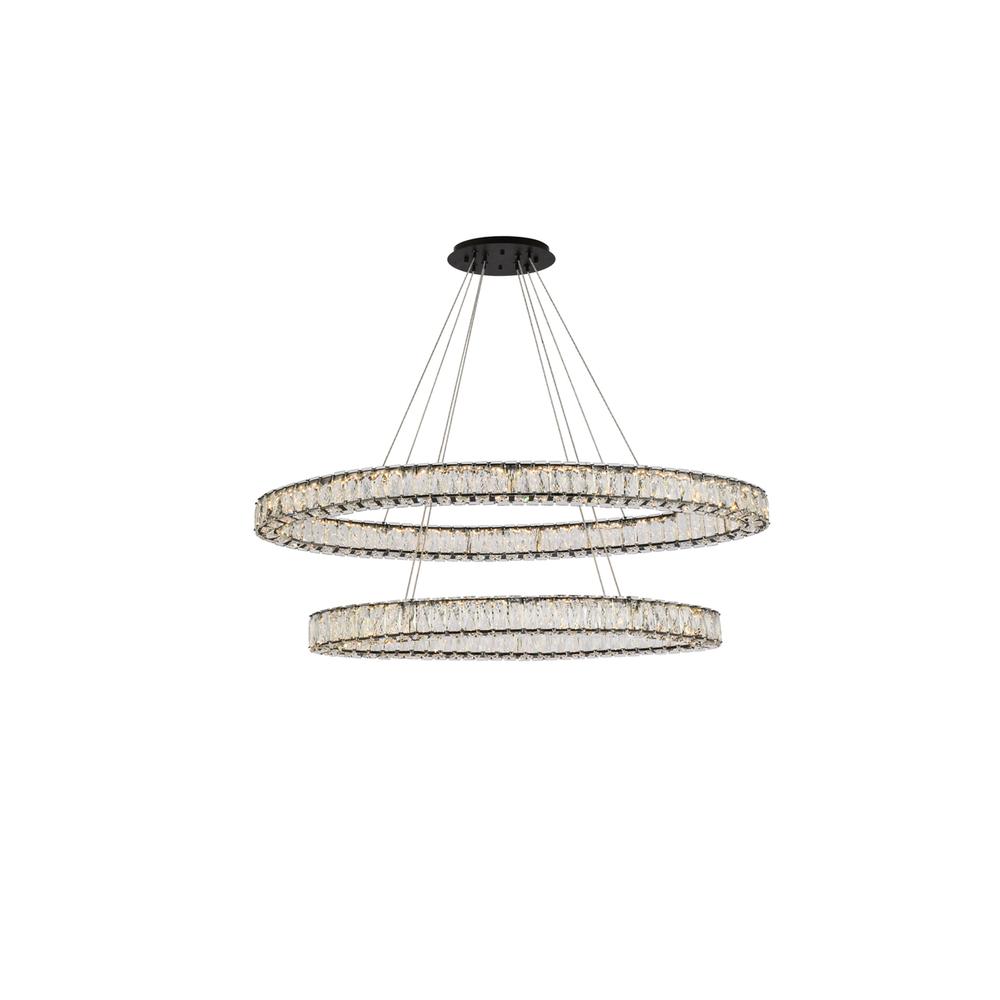 Monroe 48 inch LED oval double ring pendant in black. Picture 2