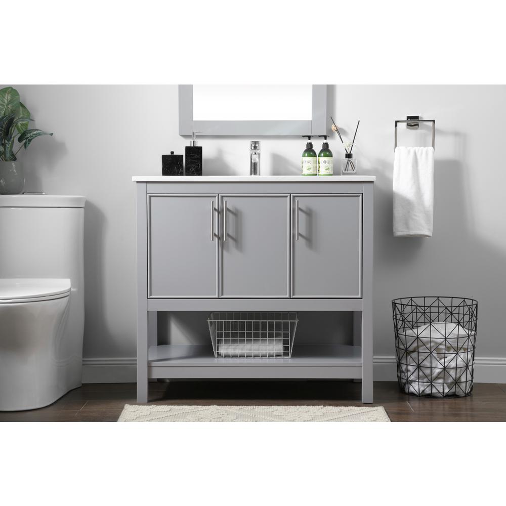 36 Inch SIngle Bathroom Vanity In Grey. Picture 14