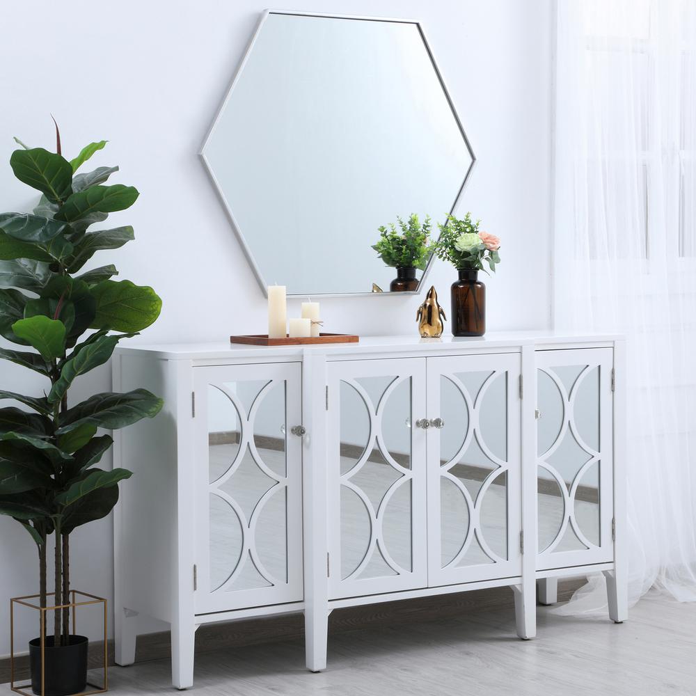 Metal frame hexagon mirror 38 inch in silver. Picture 8