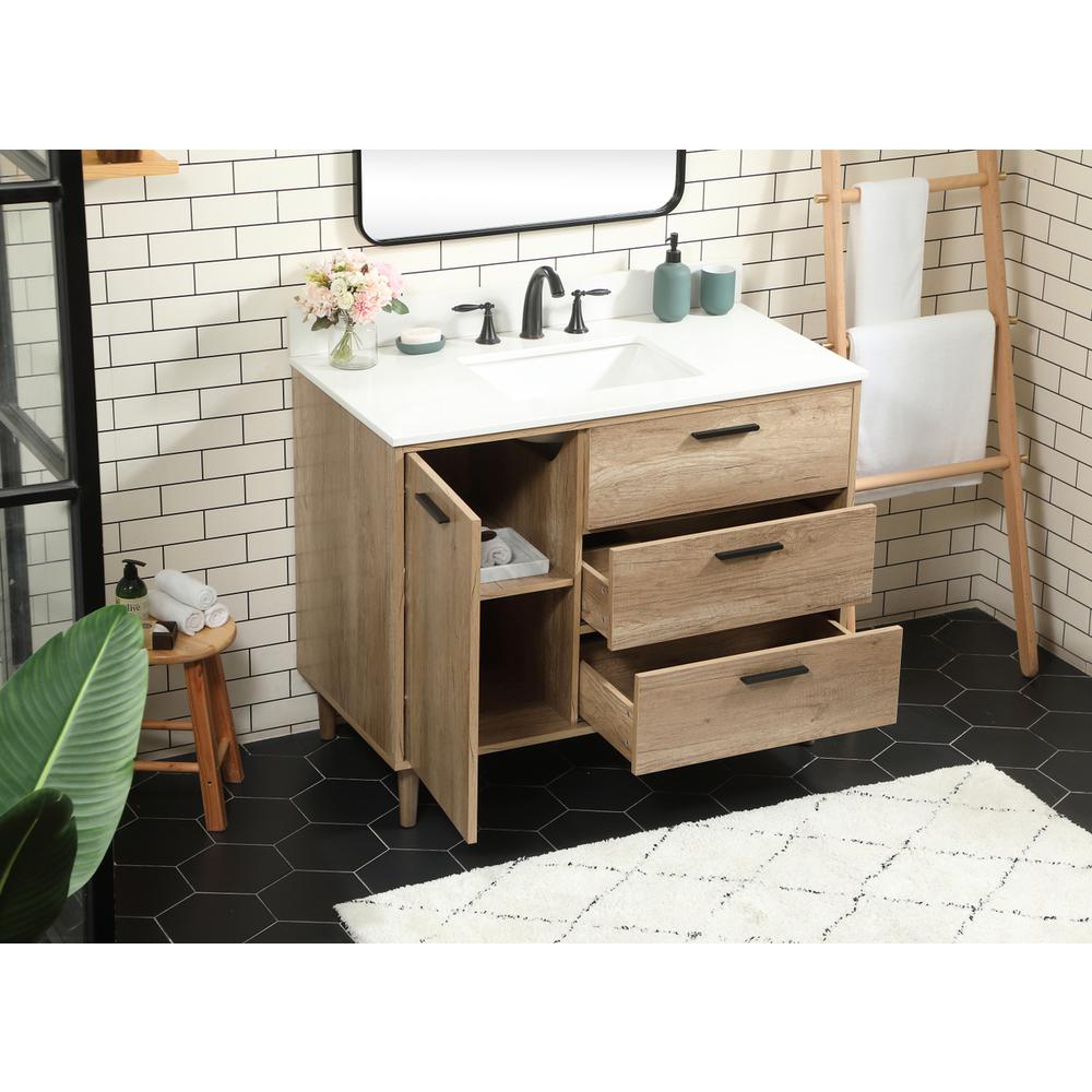 42 inch Single bathroom vanity in natural oak with backsplash. Picture 3