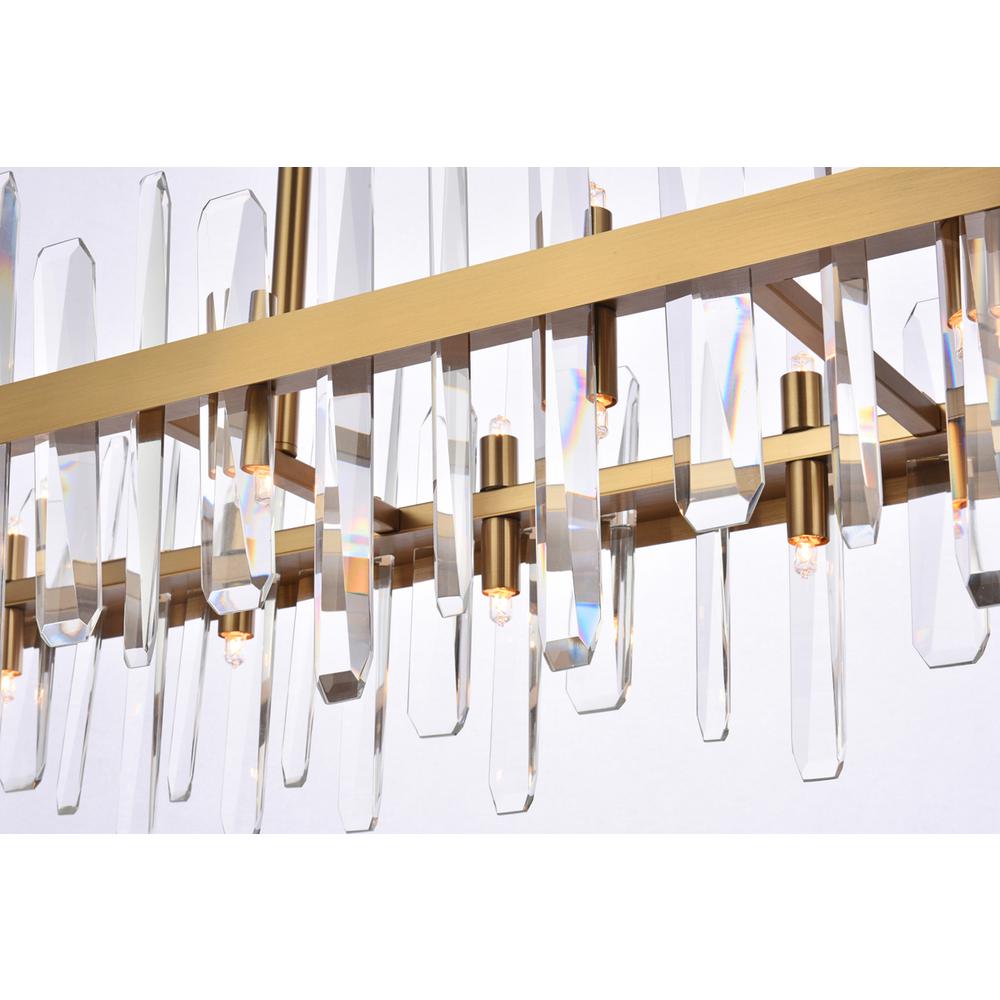 Serena 42 inch crystal rectangle chandelier in satin gold. Picture 3