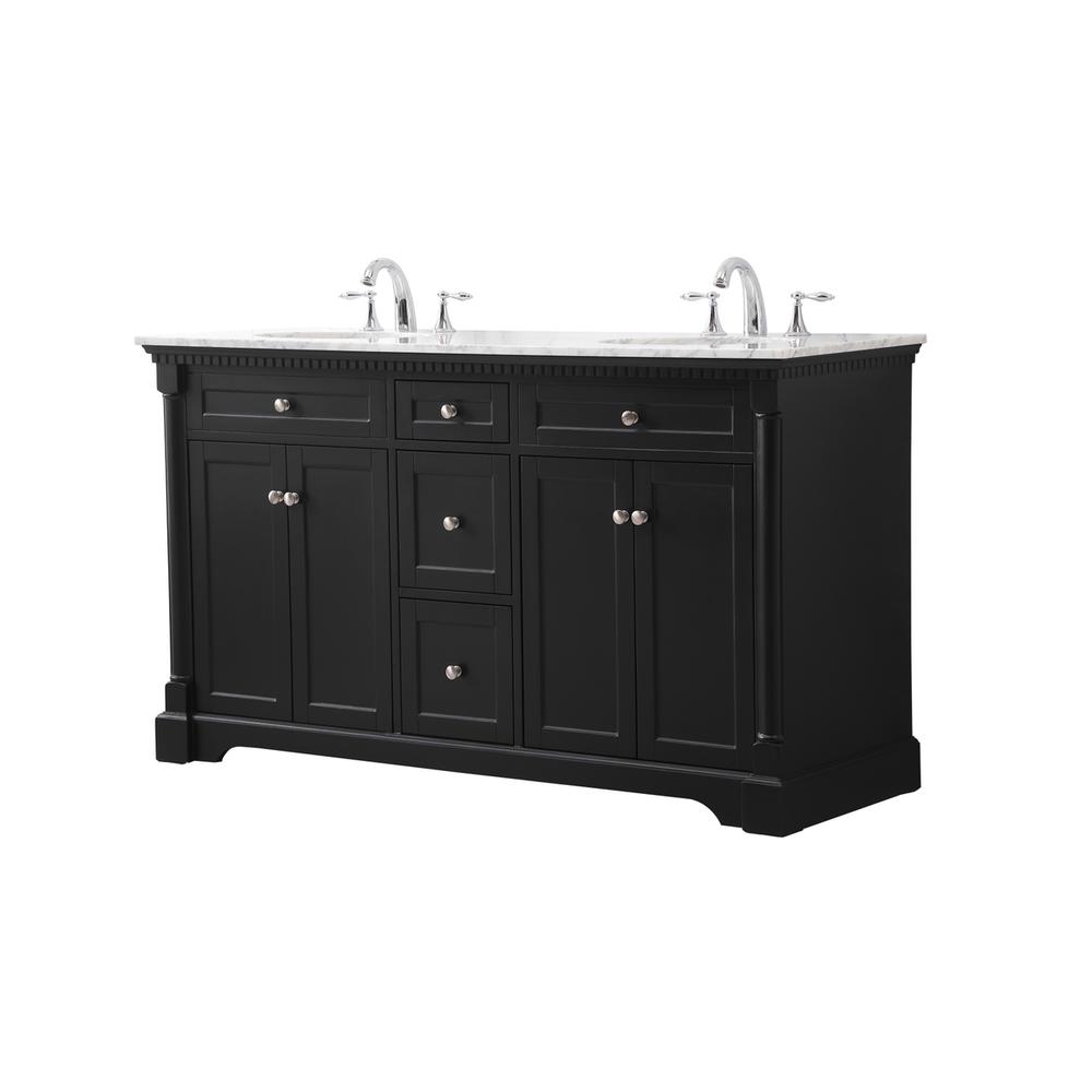 60 inch double bathroom vanity set in black. Picture 7