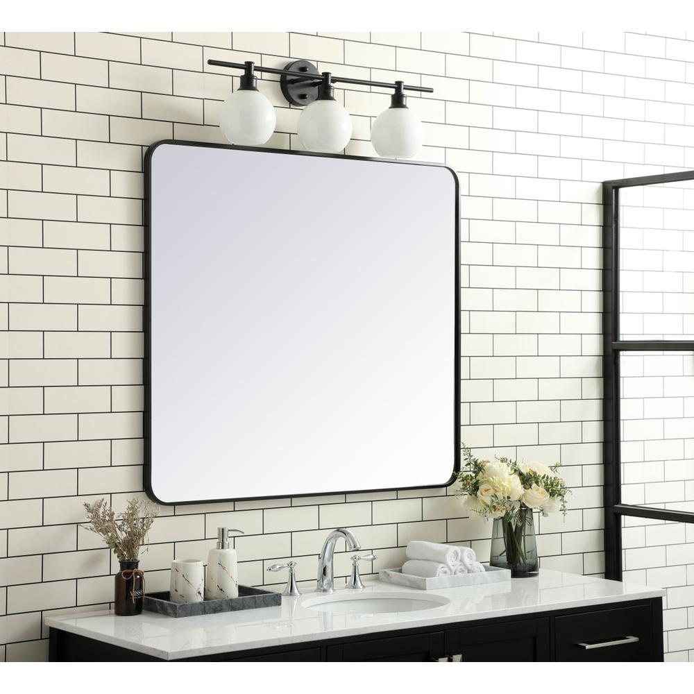 Soft corner metal rectangular mirror 36x40 inch in Black. Picture 2