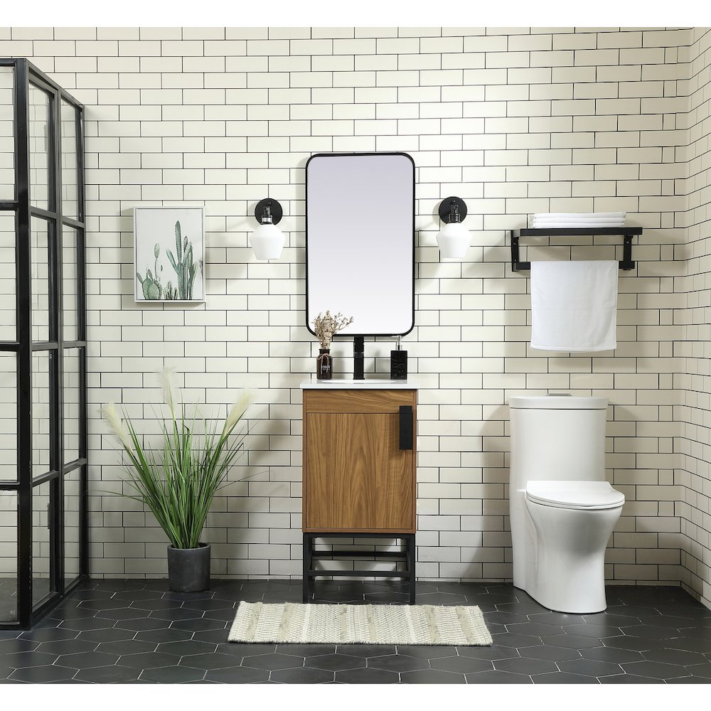 18 Inch Single Bathroom Vanity In Walnut Brown. Picture 5