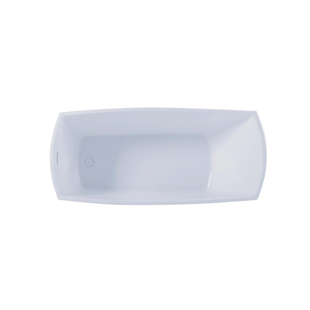 67 inch soaking single slipper rectangular bathtub in glossy white. Picture 9