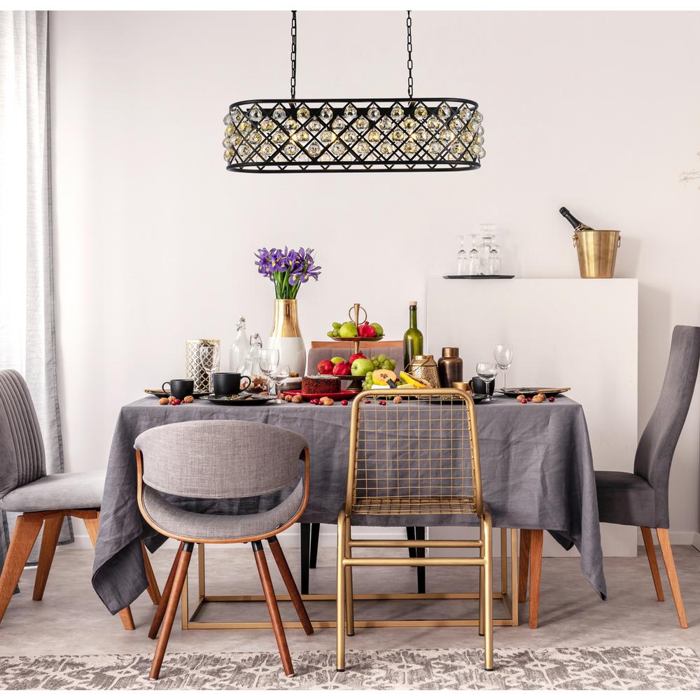 Madison 6 light Matte Black Chandelier Golden Teak (Smoky) Royal Cut Crystal. Picture 8