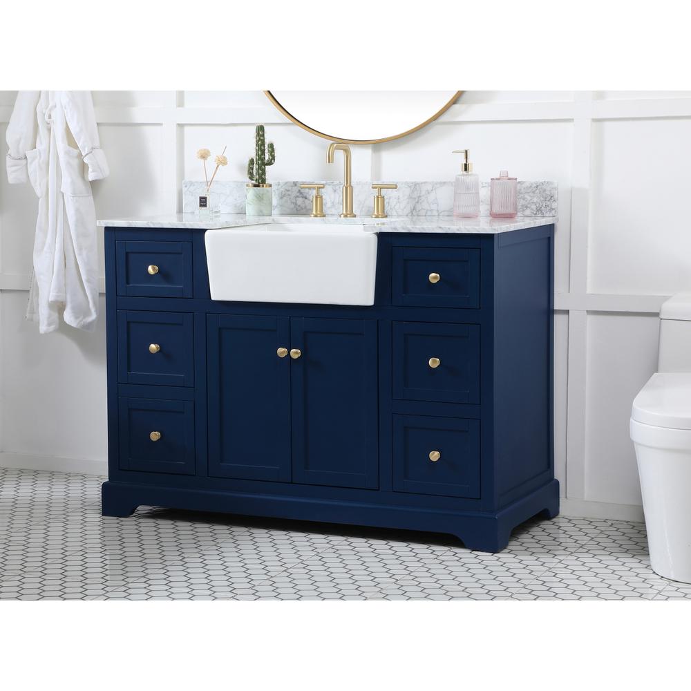 48 inch Single bathroom vanity in blue. Picture 2