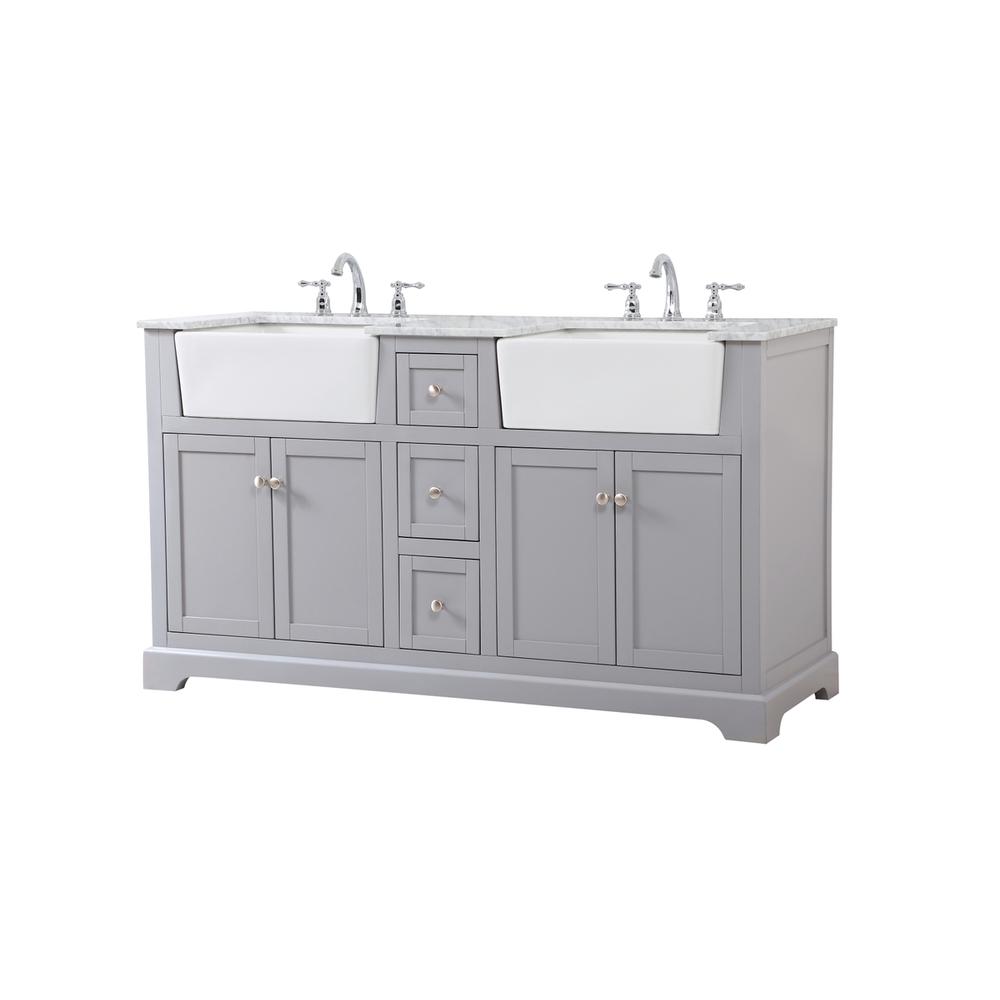 60 inch double bathroom vanity in grey. Picture 7
