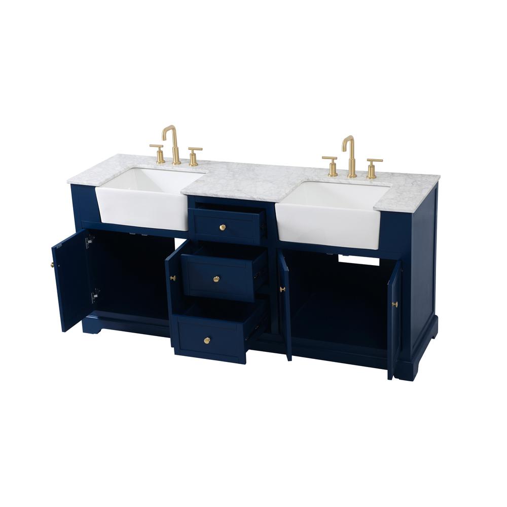 72 inch double bathroom vanity in blue. Picture 9