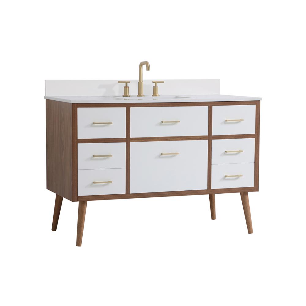 48 inch bathroom Vanity in White with Backsplash. Picture 7