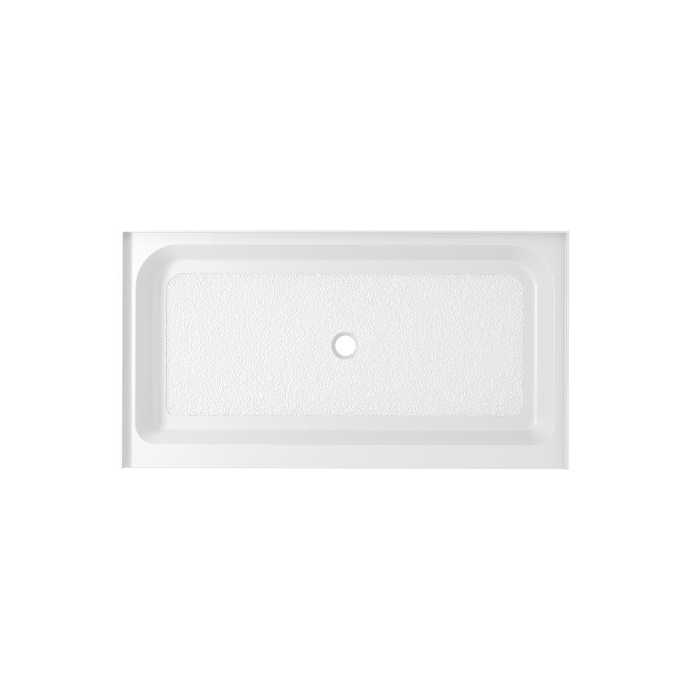 60x36 inch Single threshold shower tray center drain in glossy white. Picture 1