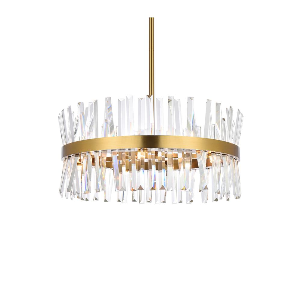 Serephina 25 inch crystal round pendant light in satin gold. Picture 2