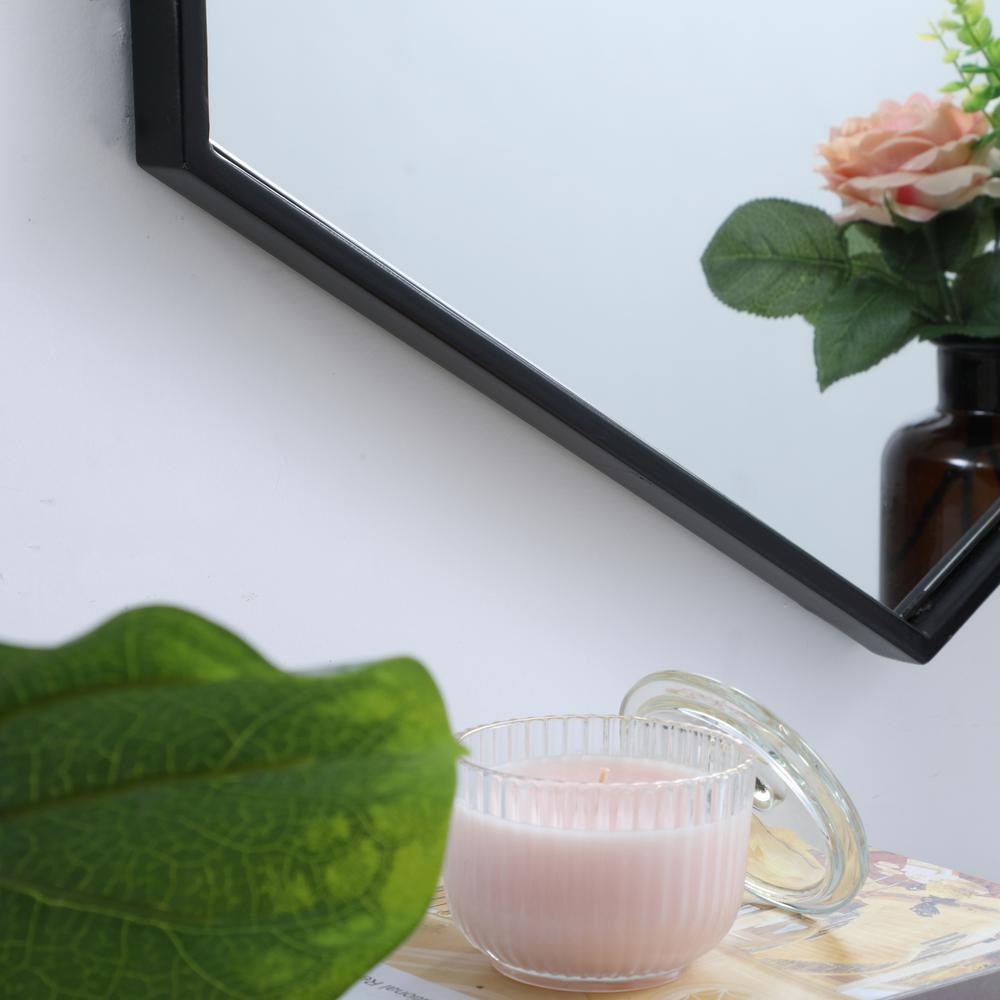 Metal frame hexagon mirror 30 inch in Black. Picture 10