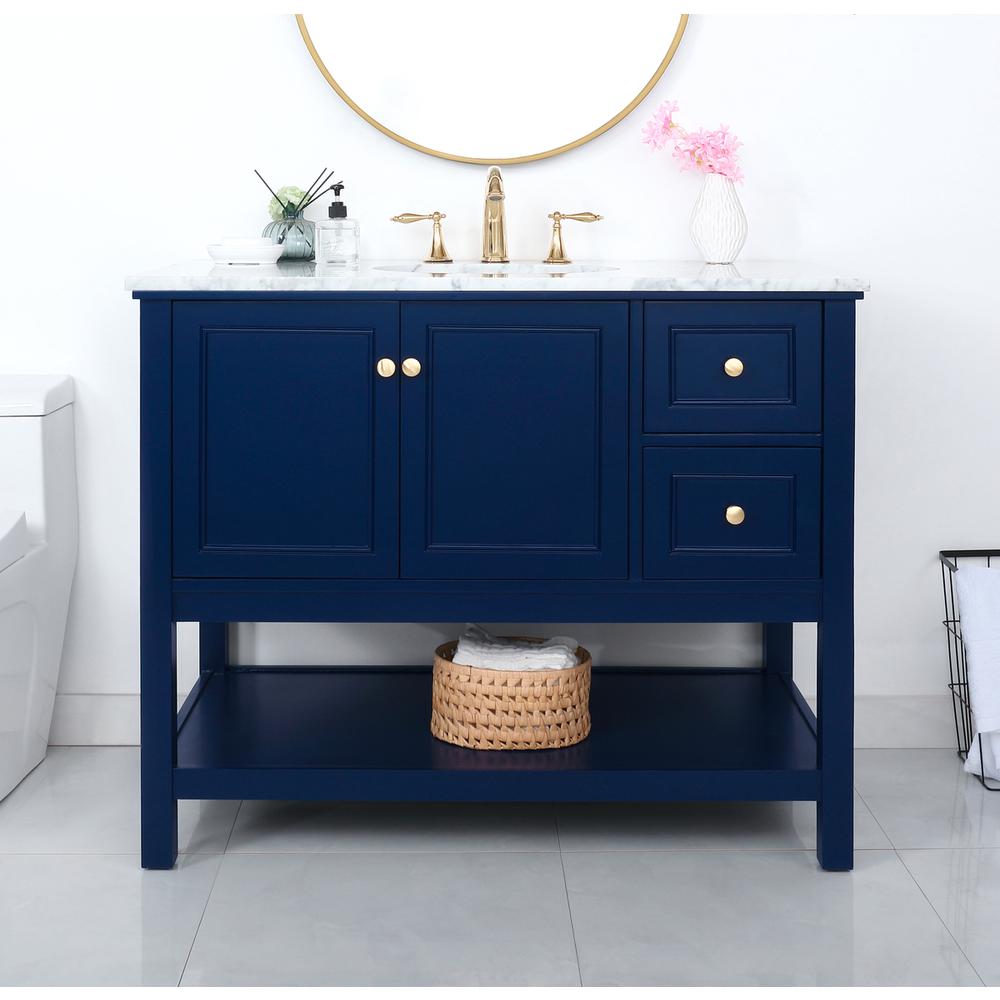42 inch Single bathroom vanity in Blue. Picture 2