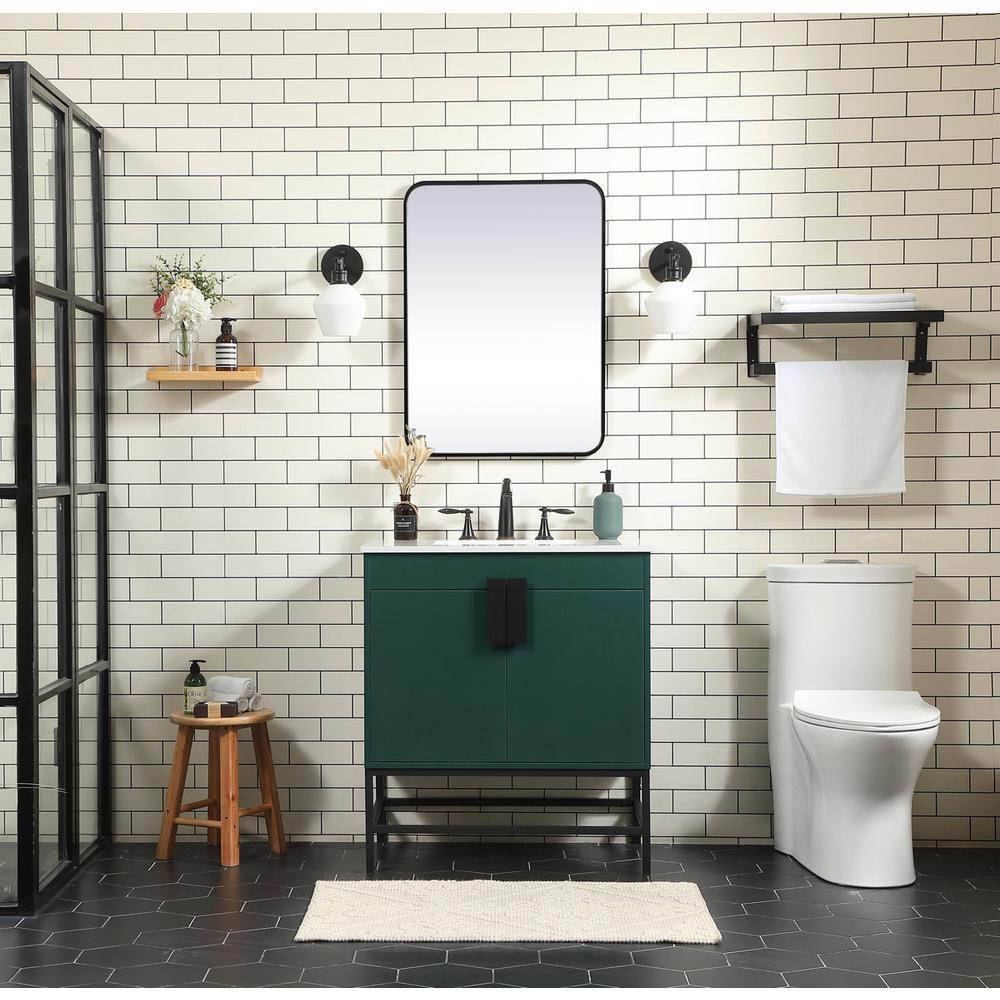30 inch Single bathroom vanity in green. Picture 4