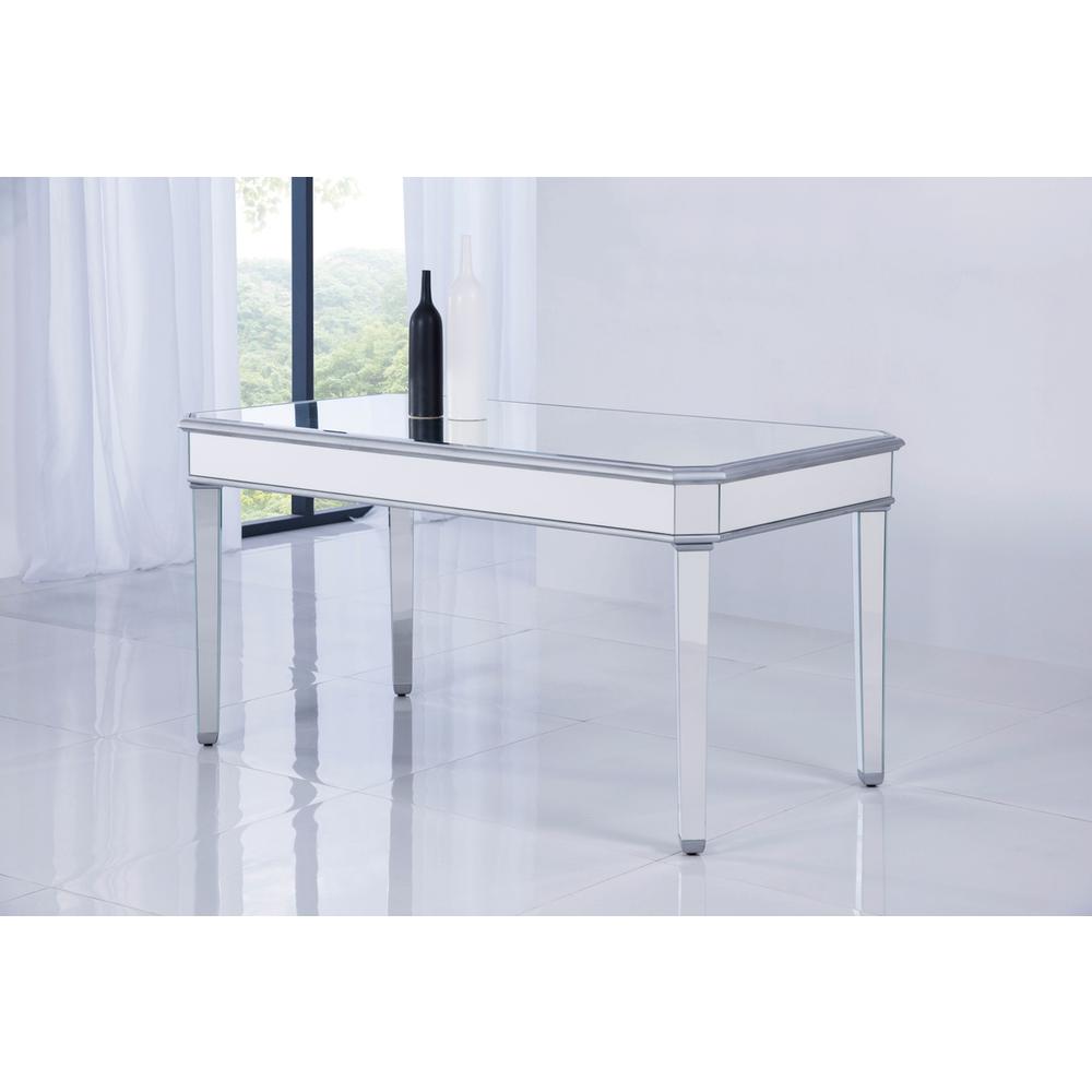 Rectangle Dining Table 60 in. x 32 in. x 30 in. in silver paint. Picture 1