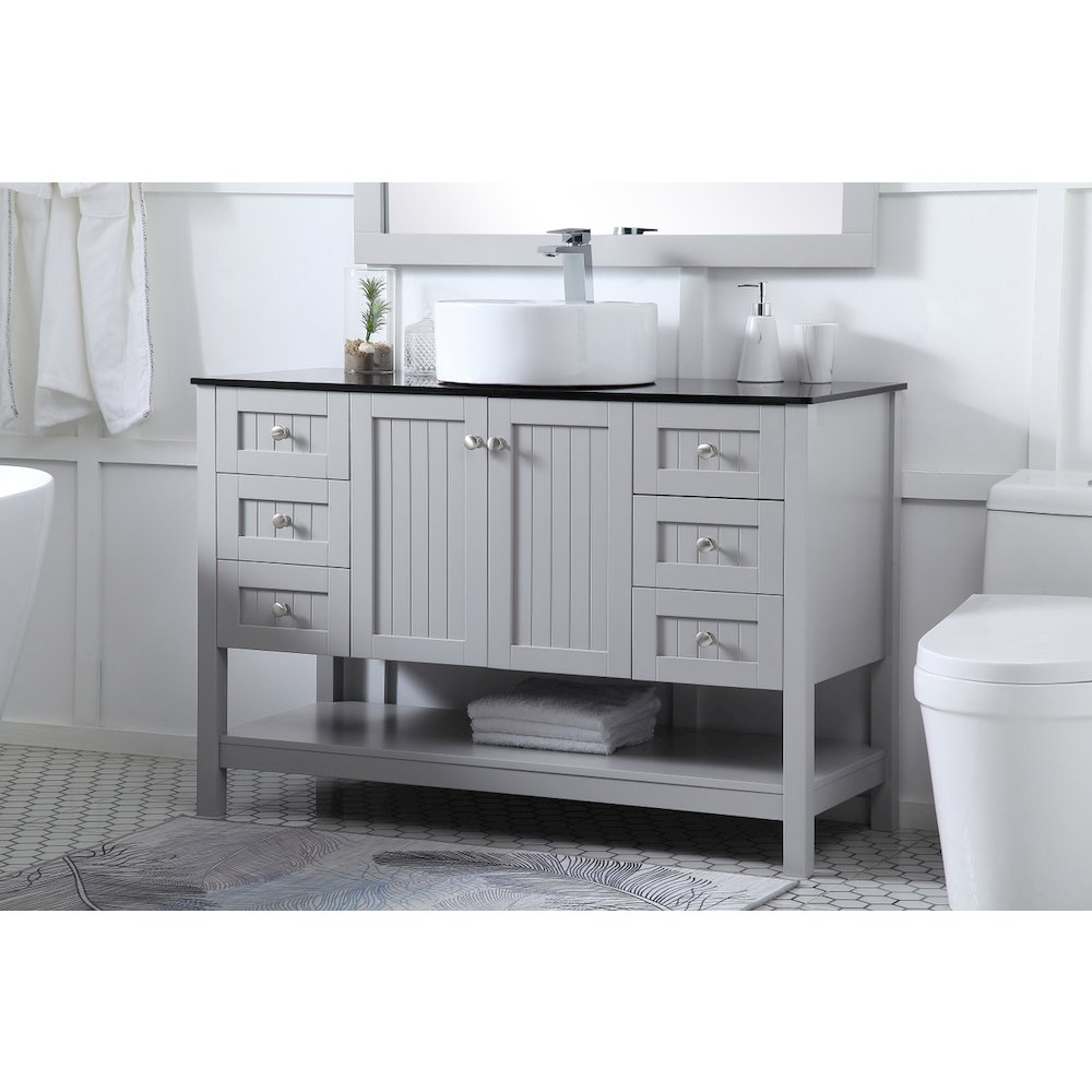 48 Inch Vessel Sink Bathroom Vanity In Gray. Picture 3