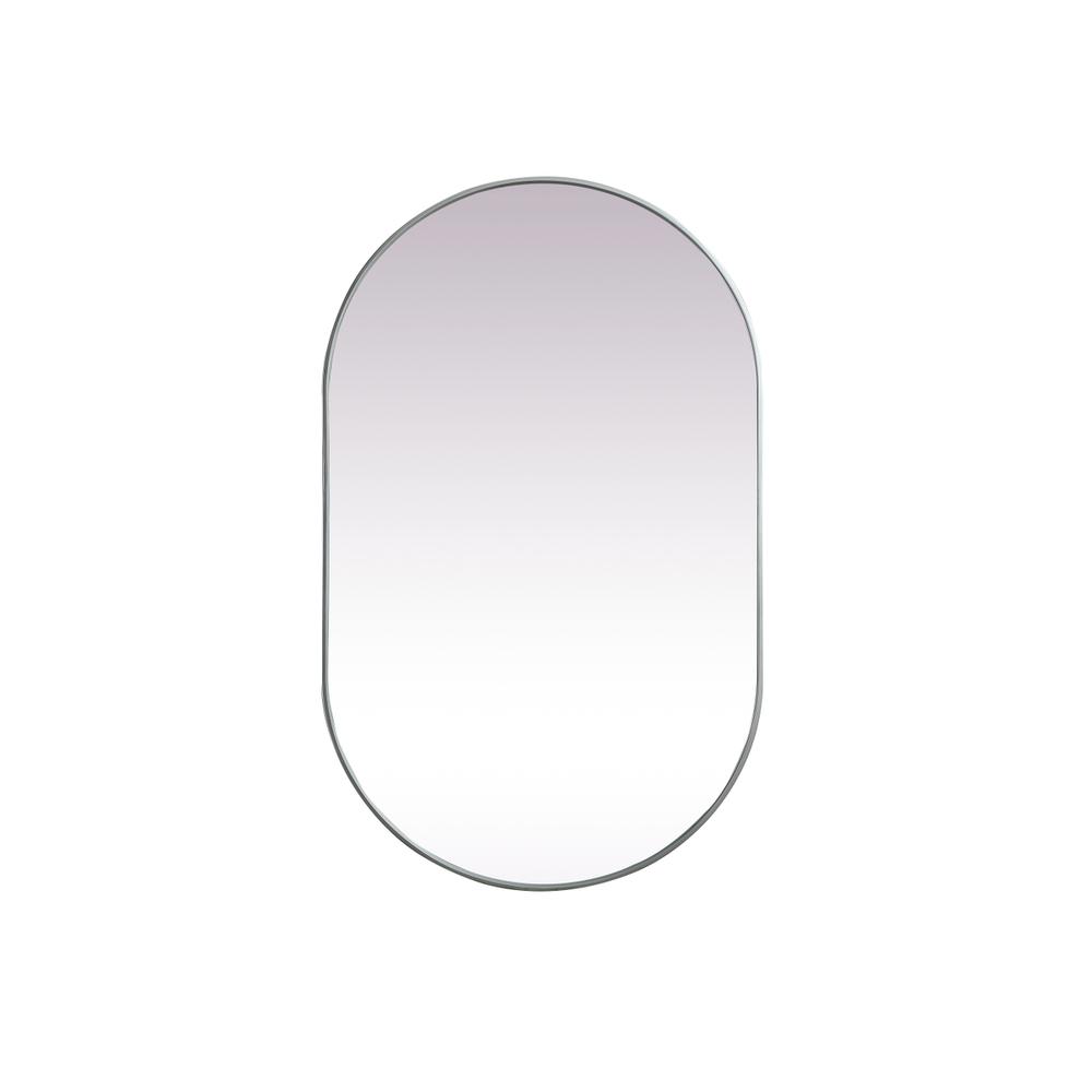 Metal Frame Oval Mirror 30x48 Inch in Silver. Picture 1
