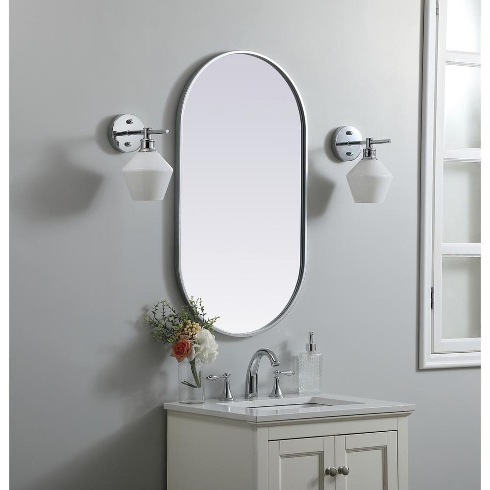 Metal Frame Oval Mirror 20x36 Inch in Silver. Picture 2