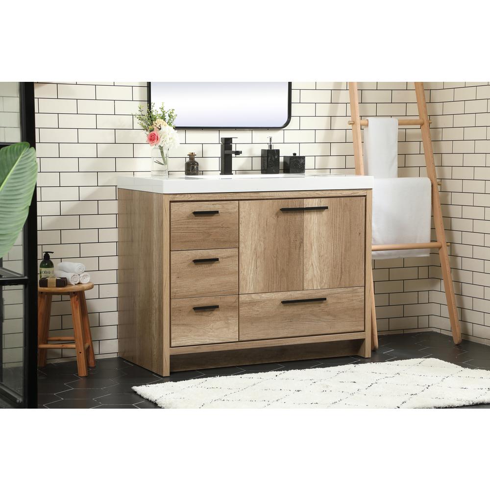 42 inch Single bathroom vanity in natural oak. Picture 2