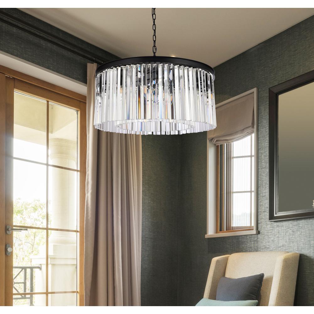 Sydney 8 light Matte Black Chandelier Clear Royal Cut Crystal. Picture 8
