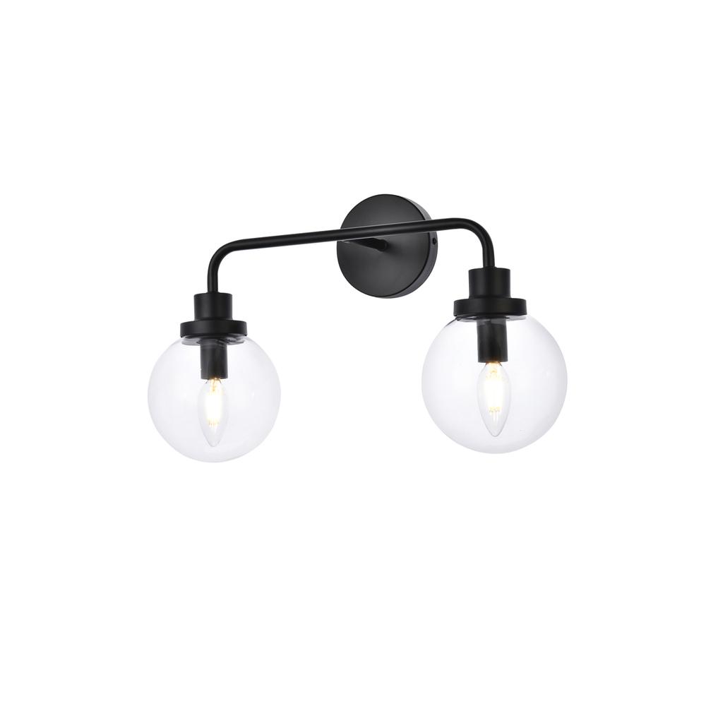 Hanson 2 lights bath sconce in black with clear shade. Picture 2