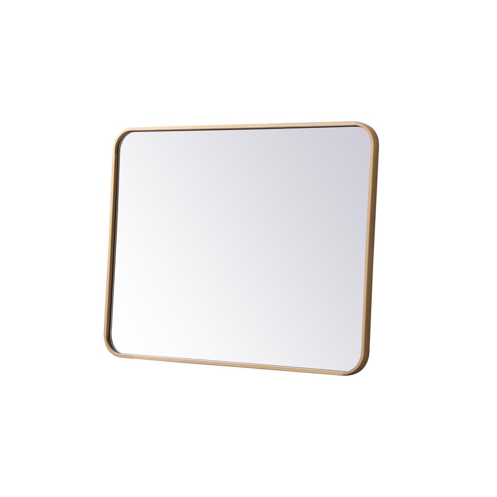 Soft corner metal rectangular mirror 24x32 inch in Brass. Picture 7