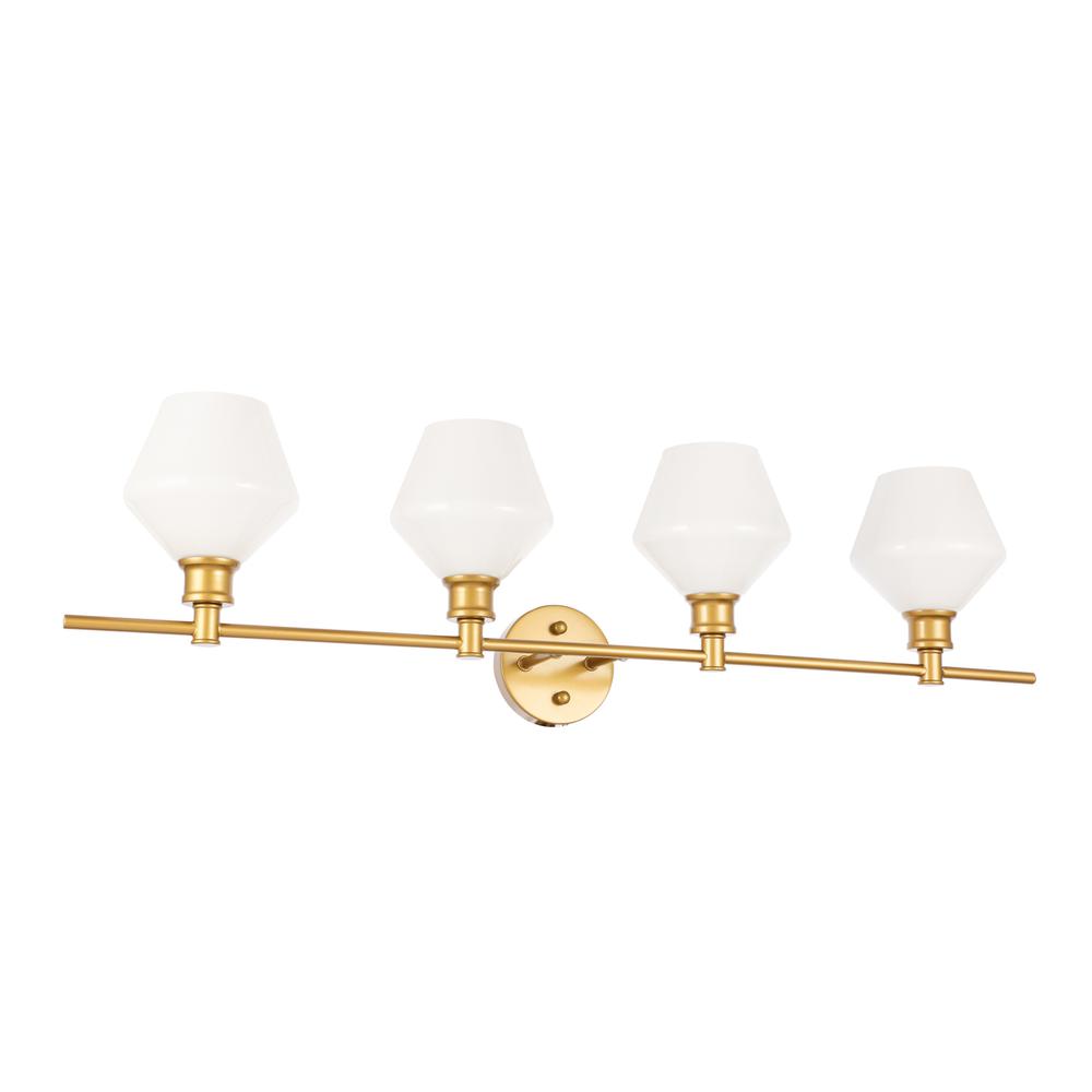 Gene 4 light Brass and Frosted white glass Wall sconce. Picture 4