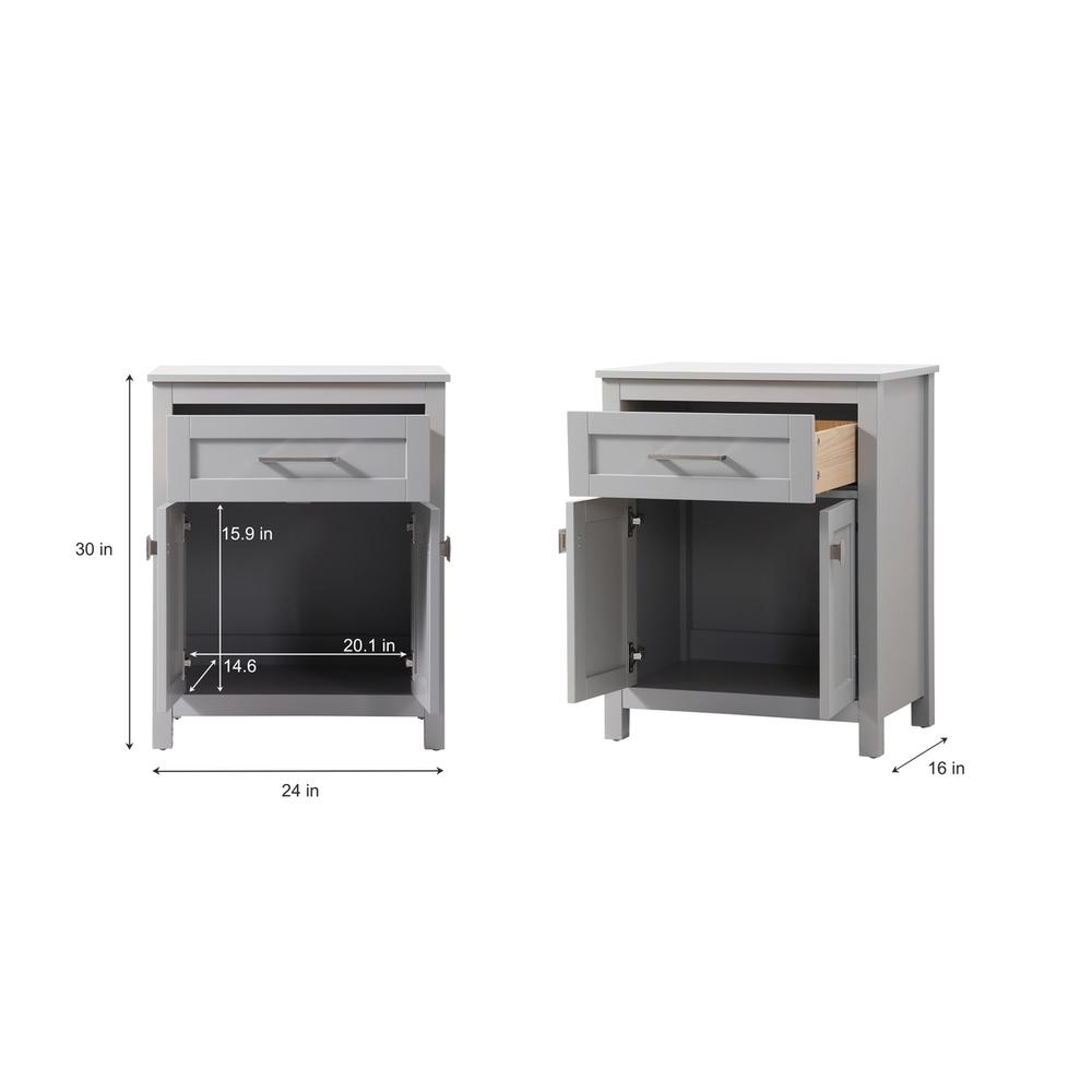 24 Inch Wide Bathroom Storage Freestanding Cabinet In Grey. Picture 8