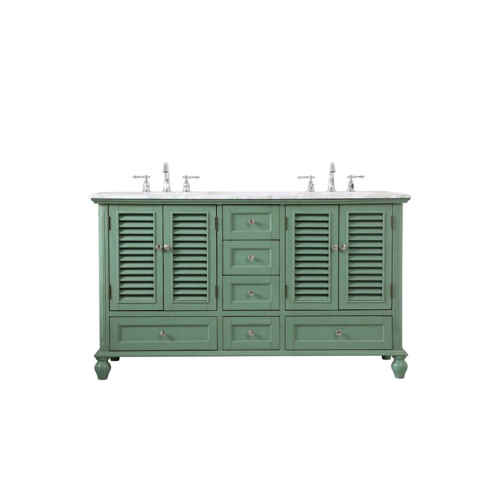 60 inch Double Bathroom Vanity in Vintage Mint. Picture 1